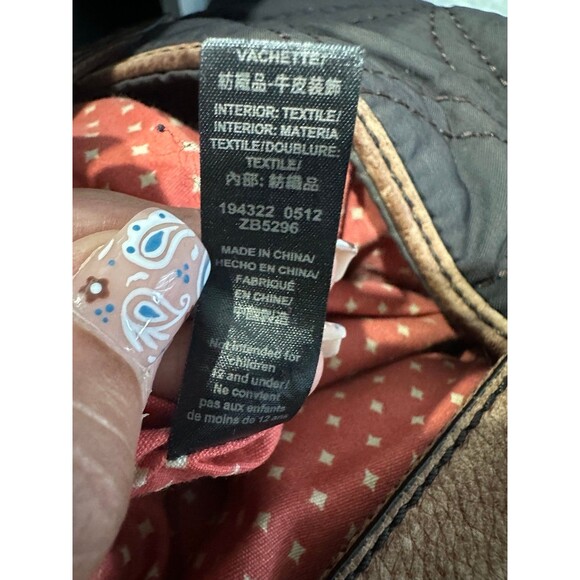 Fossil Key-Per Quilted Floral Fabric Cow Hide Leather Trim Shoulder Bag Tote - Picture 8 of 8